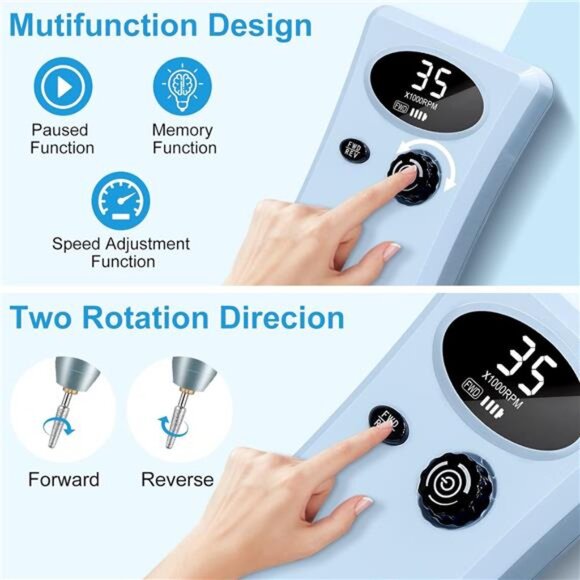 Electric Nail Drill,35000RPM Professional Nail Drill Machine,Portable Nail Drill - Picture 4 of 7